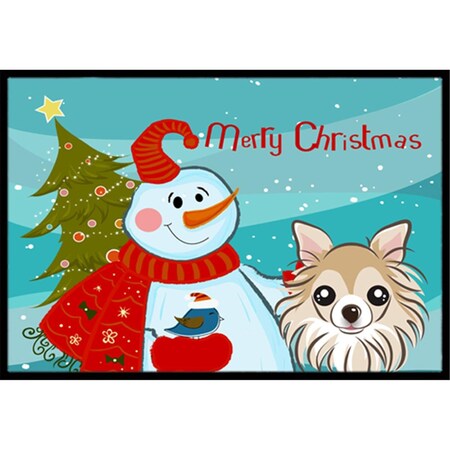 Carolines Treasures Snowman With Chihuahua Indoor and Outdoor Mat- 18 x 27 in. BB1871MAT